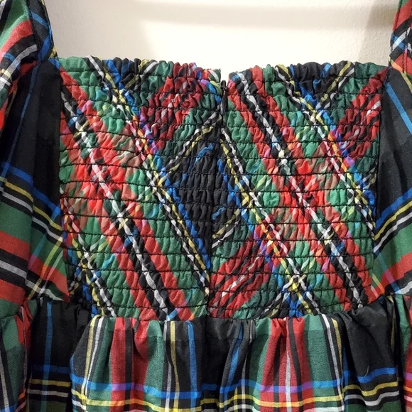 J Crew - Puff-sleeve mini dress in Stewart tartan - Size 4  (NWT) - Picture 8 of 12